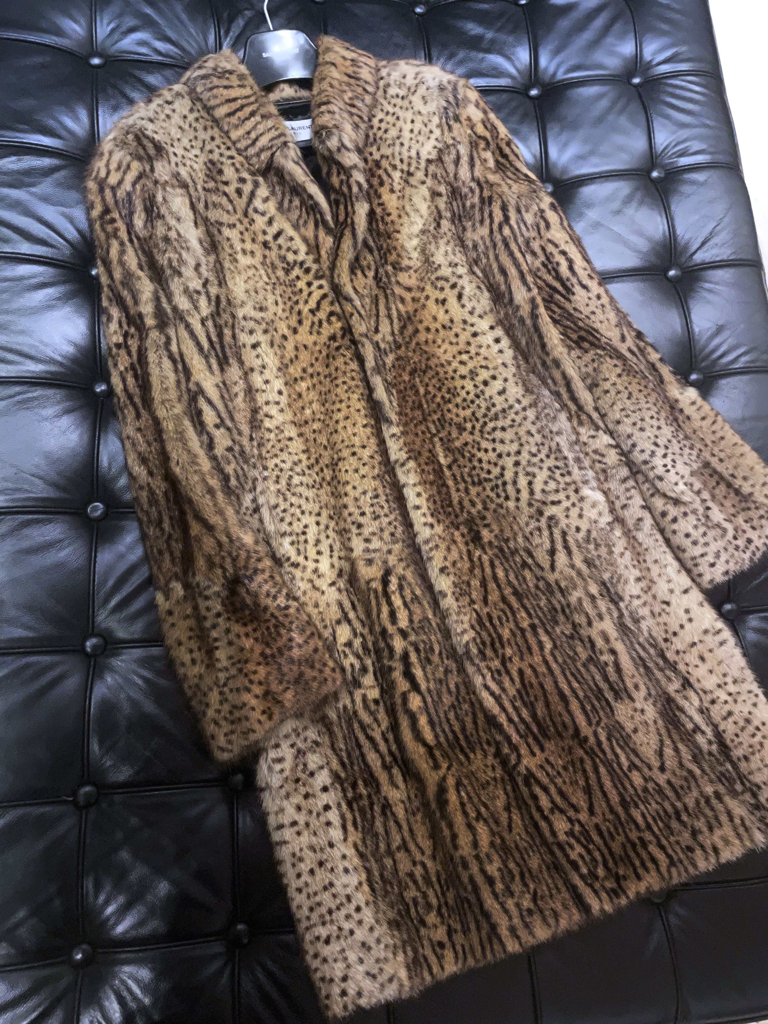 Hedi Slimane × Saint Laurent Paris *HOLY GRAIL* BABYCAT LEOPARD OCELOT MARMOT MINK FUR COAT Size US M / EU 48-50 / 2 - 12 Thumbnail