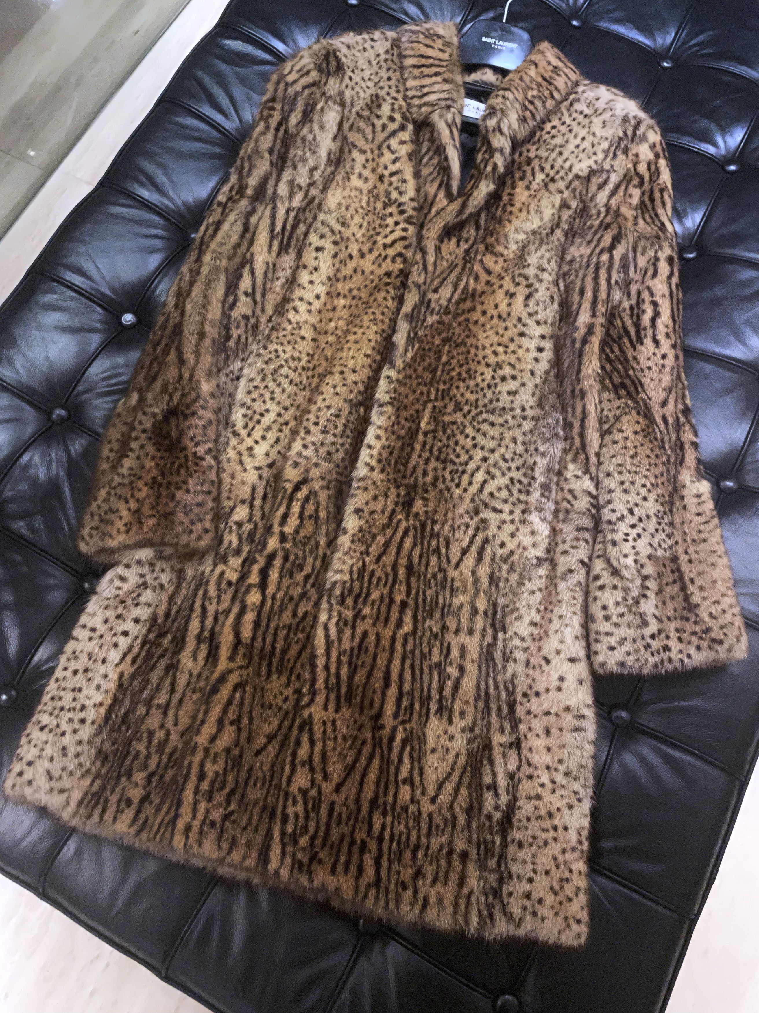 Hedi Slimane × Saint Laurent Paris *HOLY GRAIL* BABYCAT LEOPARD OCELOT MARMOT MINK FUR COAT Size US M / EU 48-50 / 2 - 13 Thumbnail