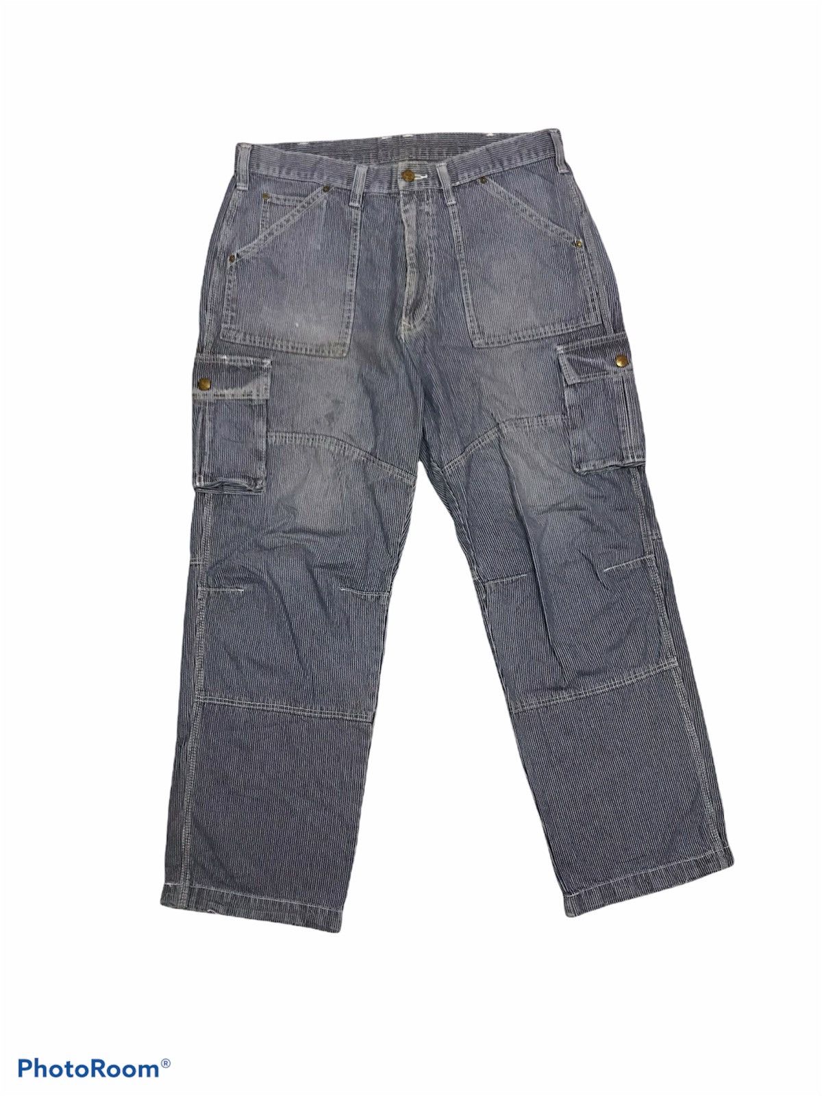 Vintage Dogman Loose Cut Denim Cargo Pants Zebra