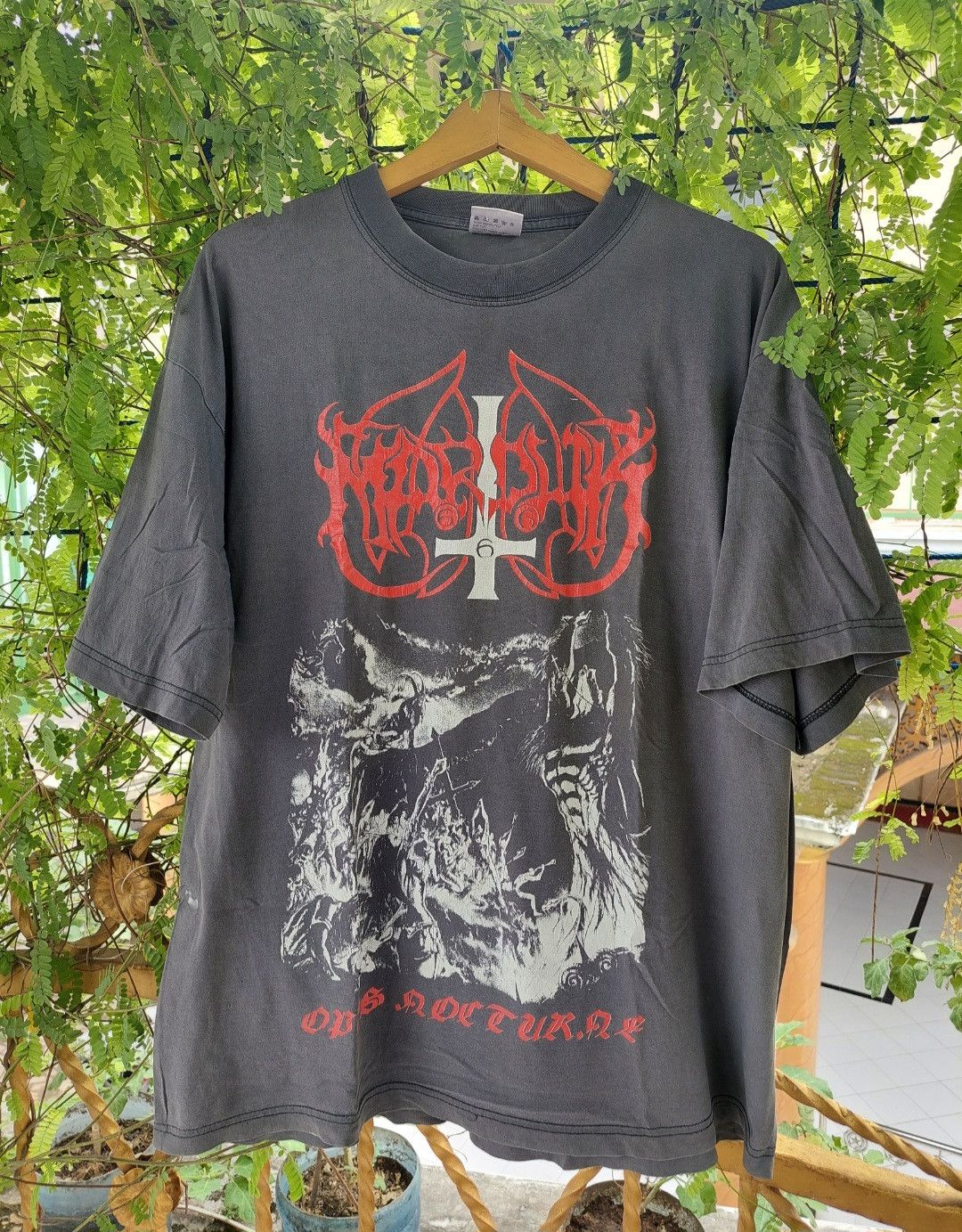 T-shirt Vintage Black Metal Années 90 - Marque Screen Stars - Taille XL - Manches Longues