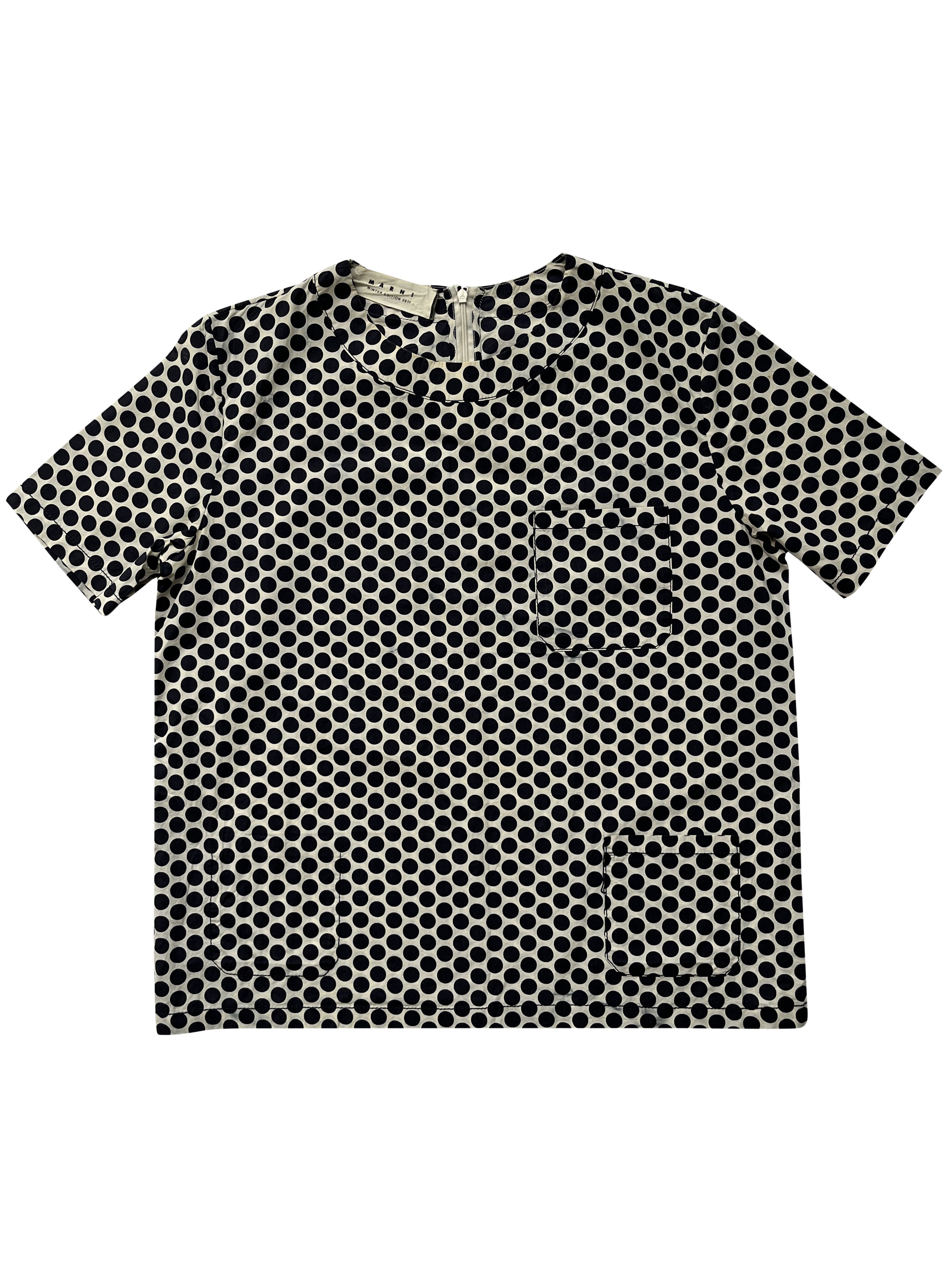 Marni ⚡️QUICK SALE⚡️2011 Marni Blue/White Polka Dot Blouse Size L / US 10 / IT 46 - 1 Thumbnail