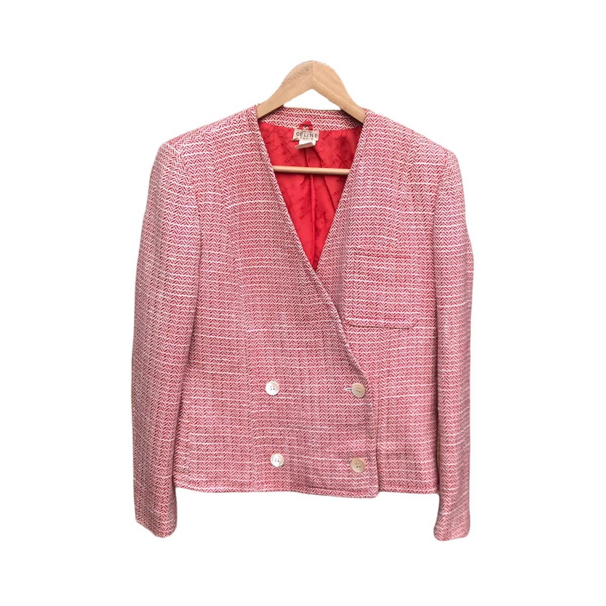 image of Vintage 80's Celine Women Knitting Jacket Double Face in Red