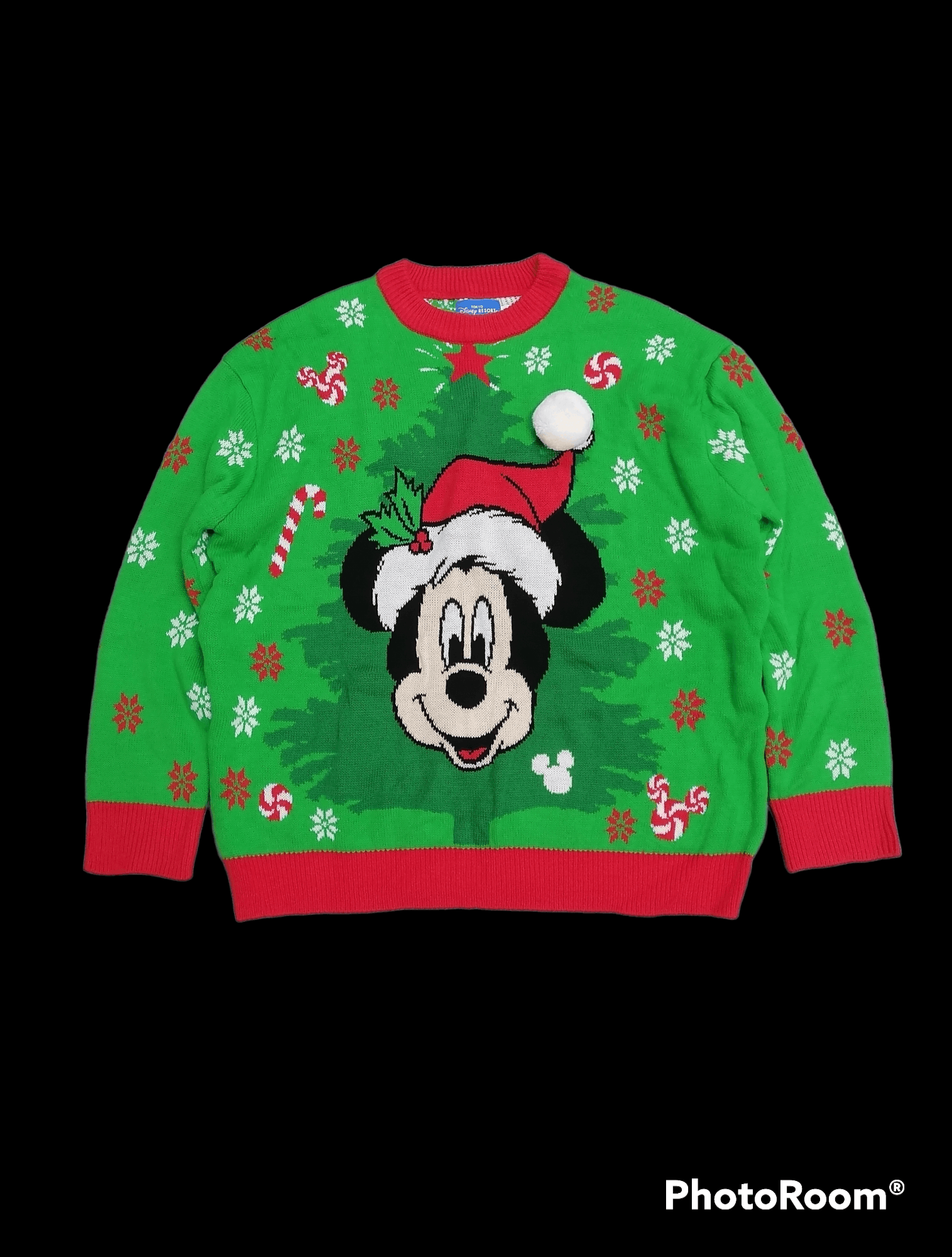 image of Cartoon Network x Disney Mickey Mouse Merry Christmas Knitwear in Green, Men's (Size Medium)