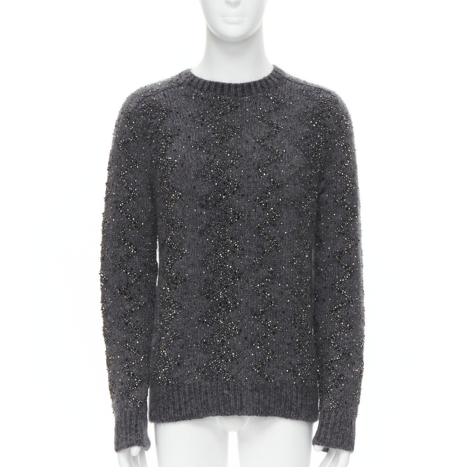 image of Saint Laurent Paris New Saint Laurent 2018 Mohair Wool Crystal Rhinestone Embellished Sweater M in 