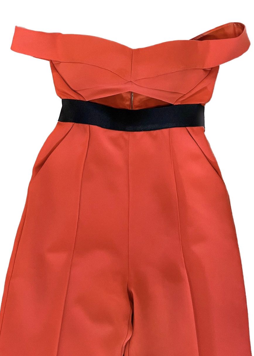 Self-Portrait Self-Portrait Orange Off-The-Shoulder Cut Out Jumpsuit Size 30" / US 8 / IT 44 - 3 Thumbnail