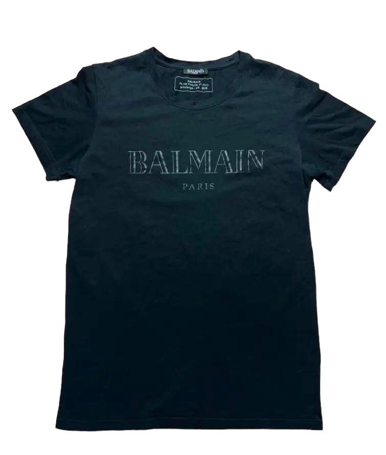 Balmain Balmain Paris Black Tee logo | Grailed