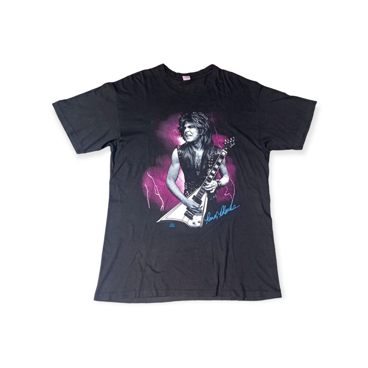 image of Band Tees x Hanes Vintage Randy Rhoads Ozzy Ozzbourne Tshirt in White, Men's (Size XL)