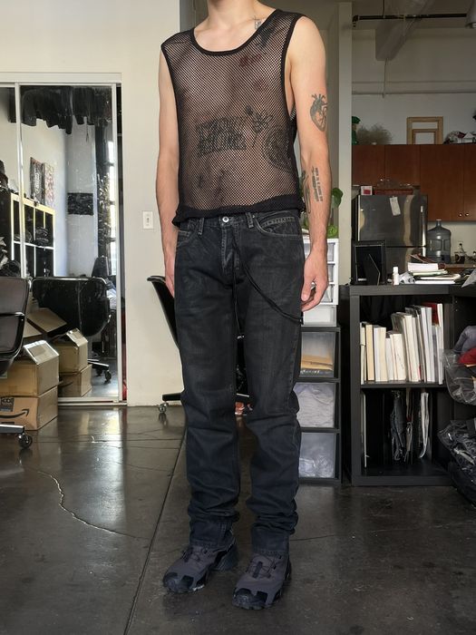 Rick Owens RARE Rick Owens Slab Denim Washed/Wax Black w/ suede