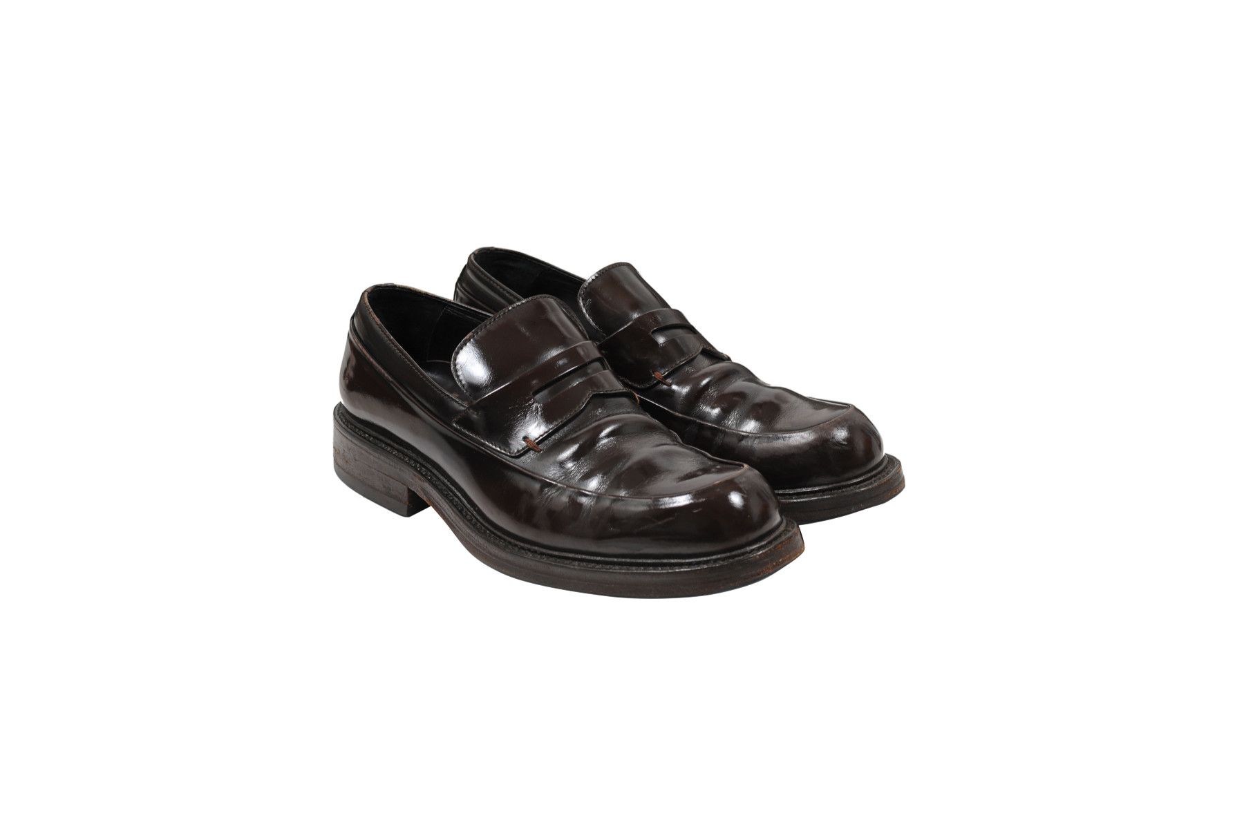 Prada Brown Leather Vintage Penny Loafers - 01716 Size US 7 / EU 40 - 1 Thumbnail