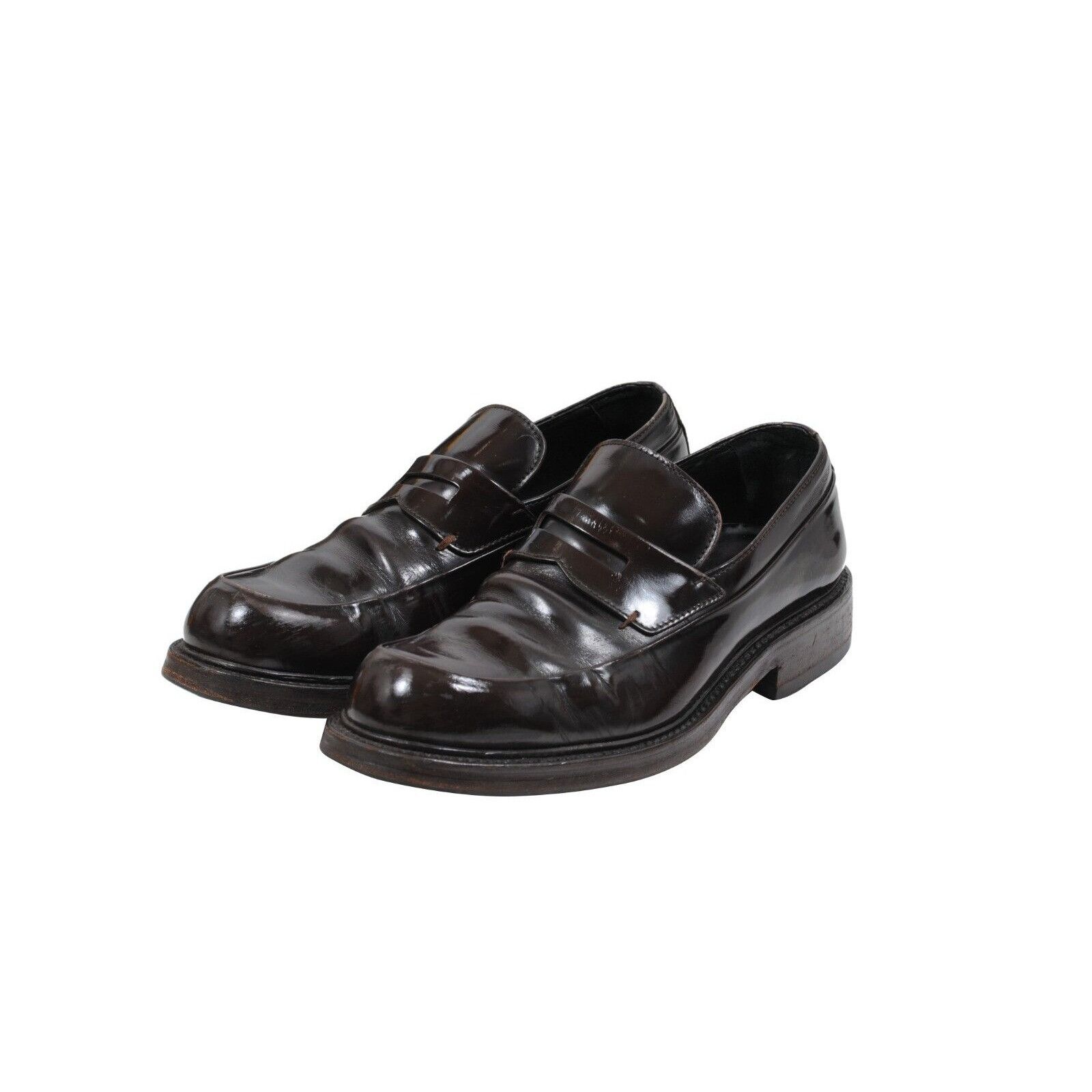 Prada Brown Leather Vintage Penny Loafers - 01716 Size US 7 / EU 40 - 3 Thumbnail