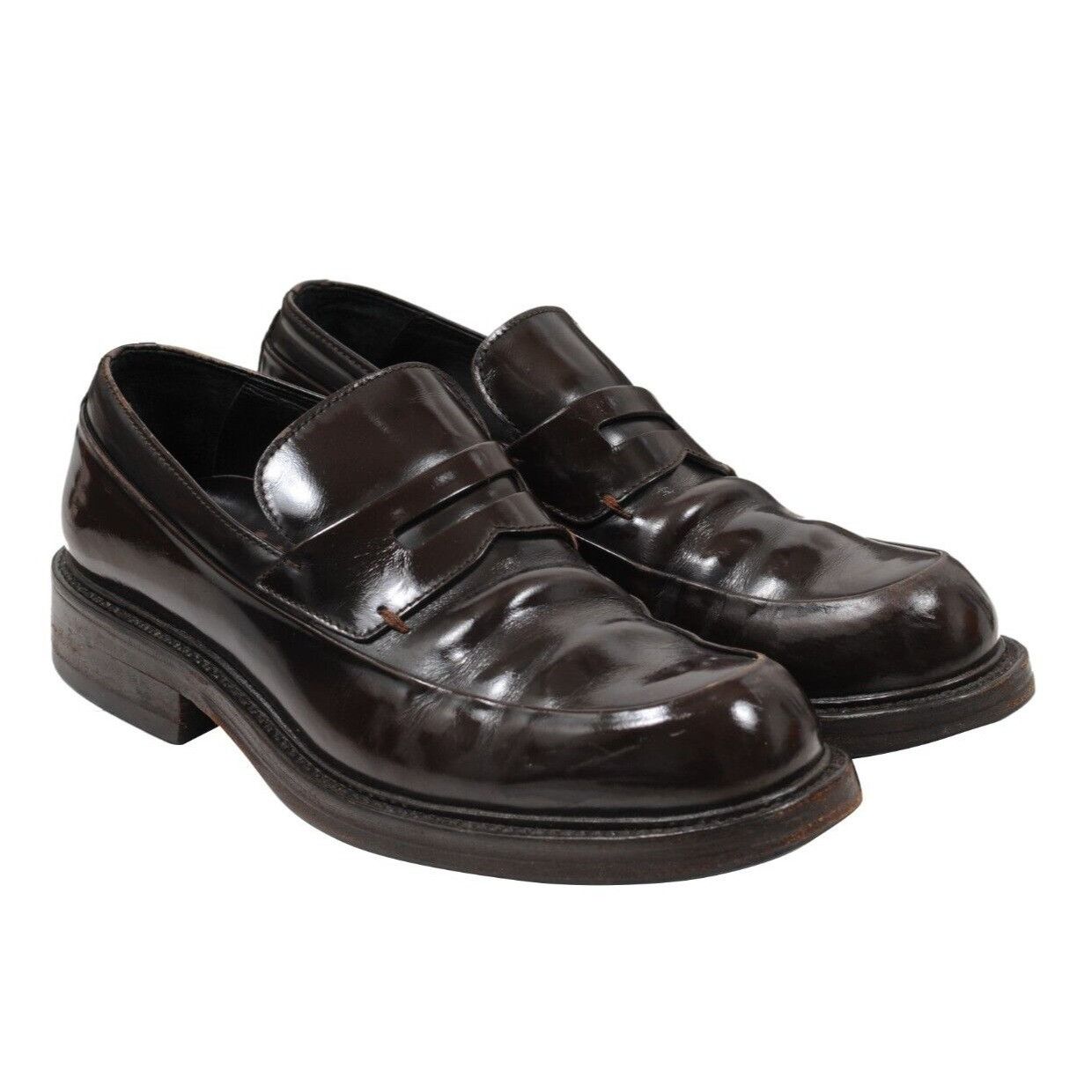 Prada Brown Leather Vintage Penny Loafers - 01716 Size US 7 / EU 40 - 12 Thumbnail