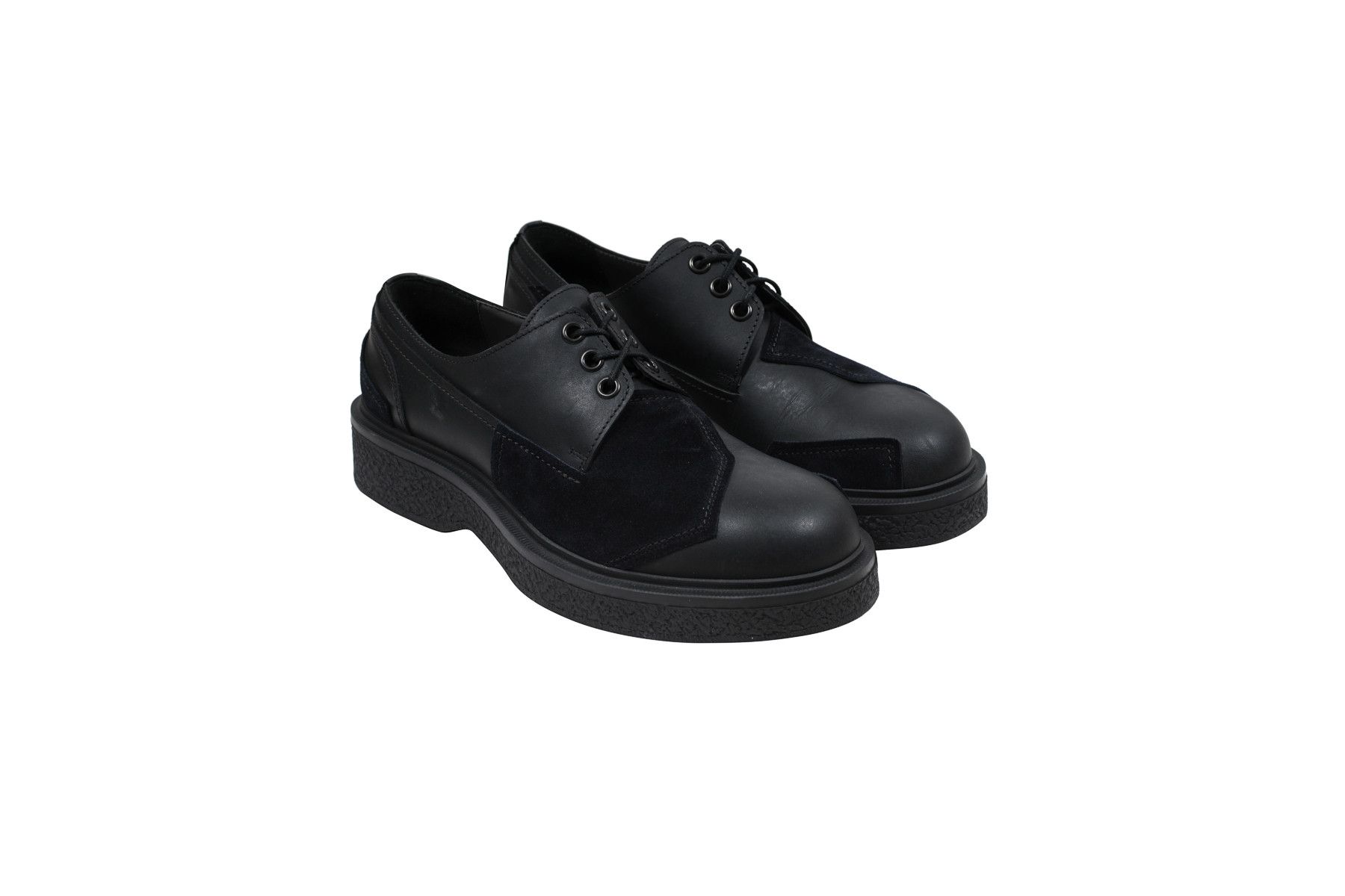 Lanvin Black Leather Suede Crepe Chunky Derbys - 01718 Size US 10 / EU 43 - 1 Thumbnail