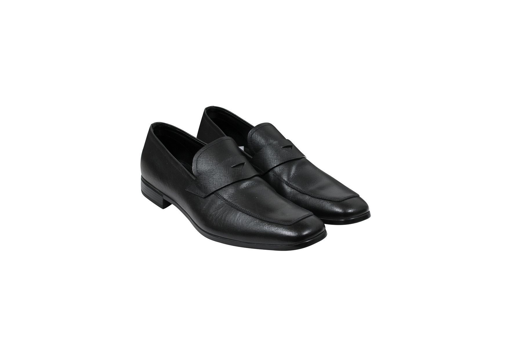 Black Saffiano Leather Penny Loafers