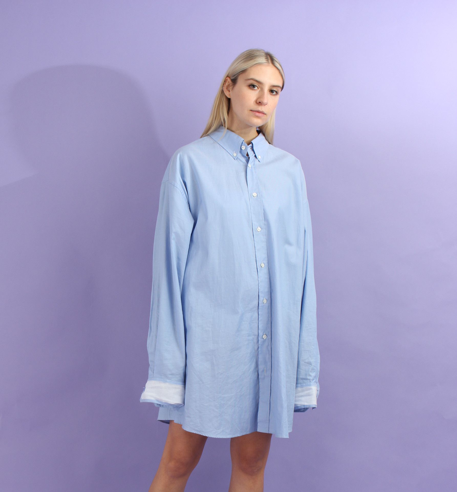 image of Maison Margiela Oversized Classic Oxford Button-Up Shirt S40 in Blue, Men's (Size Large)