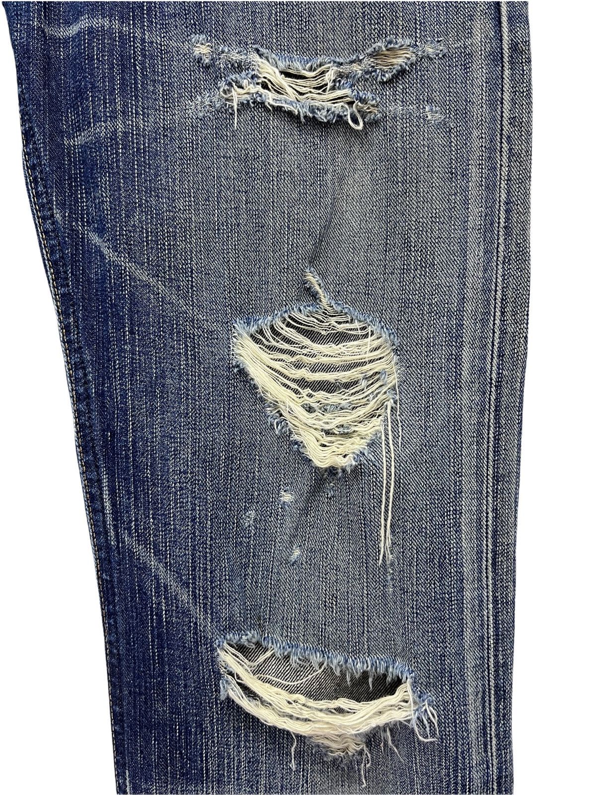 Japanese Brand FYE FLARE🔥Vintage EDWIN BLUE TRIP Ripped Distressed Denim Size 30" / US 8 / IT 44 - 7 Thumbnail