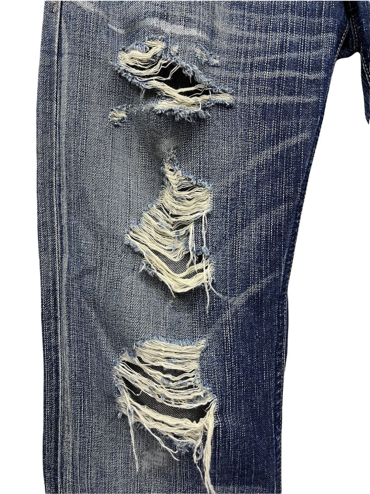 Japanese Brand FYE FLARE🔥Vintage EDWIN BLUE TRIP Ripped Distressed Denim Size 30" / US 8 / IT 44 - 6 Thumbnail