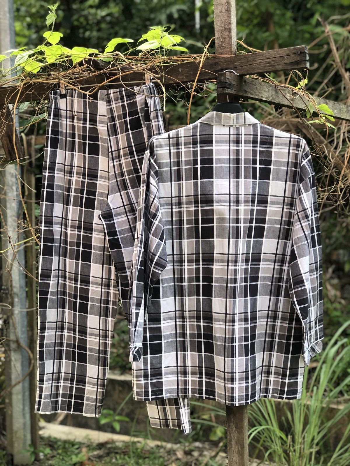 Japanese Brand Vintage Pyjama Nightwear Checkered Set Pajama Size US M / EU 48-50 / 2 - 6 Thumbnail