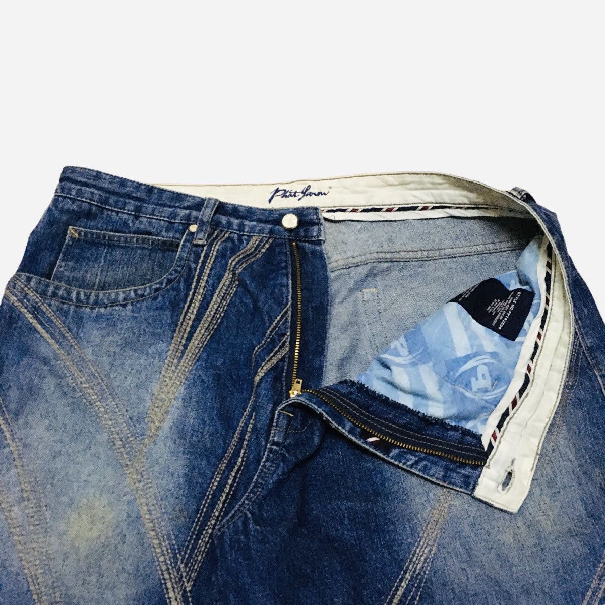 Le Grande Bleu (L.G.B.) × Phat Farm Rare Design Vintage Brand Phat Farm Hiphop Baggy Jeans 2000s Size US 36 / EU 52 - 6 Thumbnail