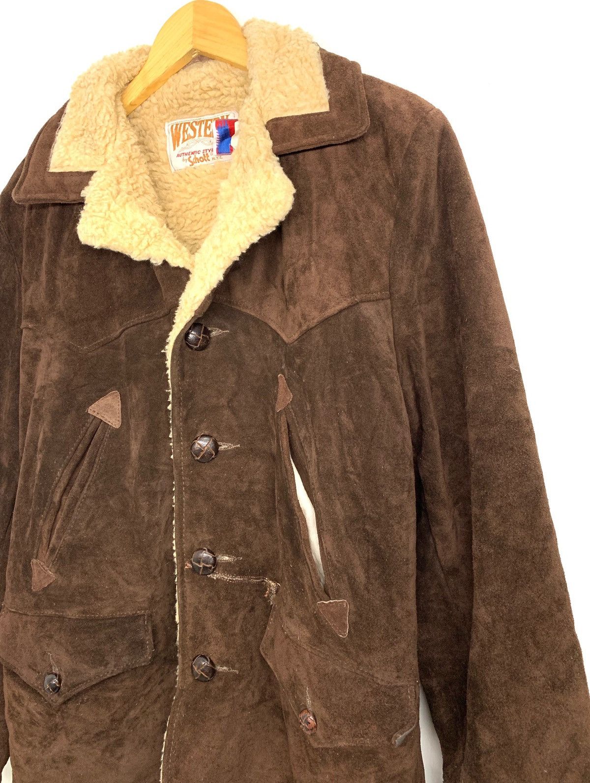 Schott 🔥 Vintage Schott Sherpa Suede Leather Heavy Jacket Size US M / EU 48-50 / 2 - 2 Thumbnail