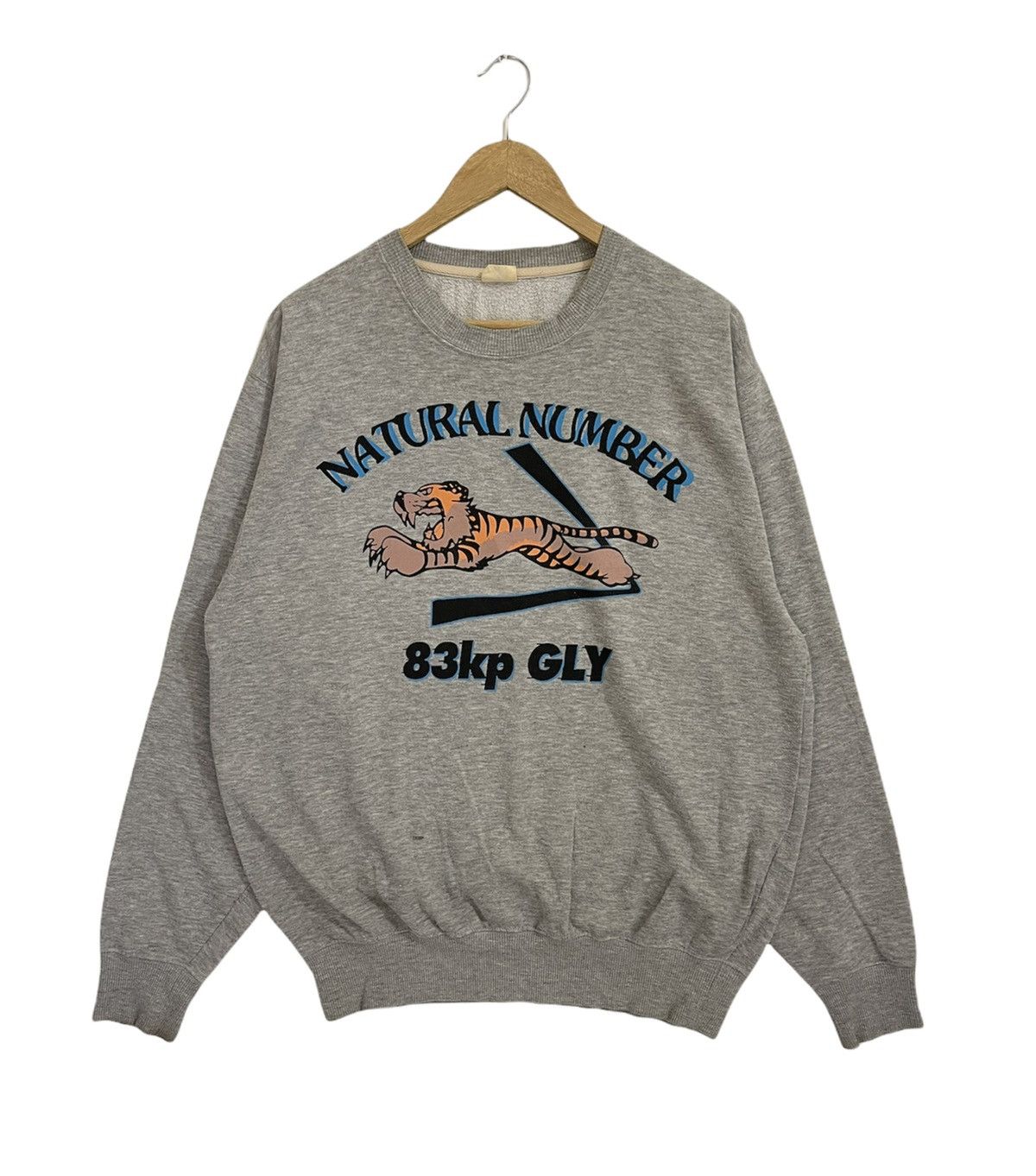 image of Vintage O.c Natural Number Sweatshirt Flying Tiger Crewneck in Grey, Men's (Size Large)