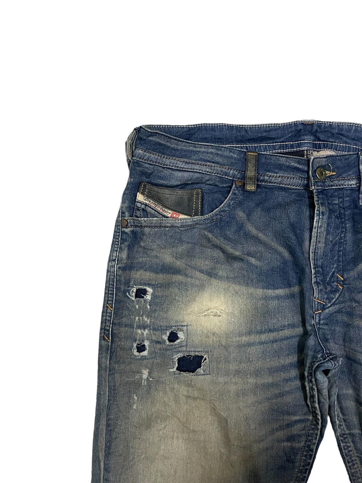 Diesel Vintage Diesel Denim + Sweatpants Slim Fit Distressed Pants Size US 33 - 3 Thumbnail