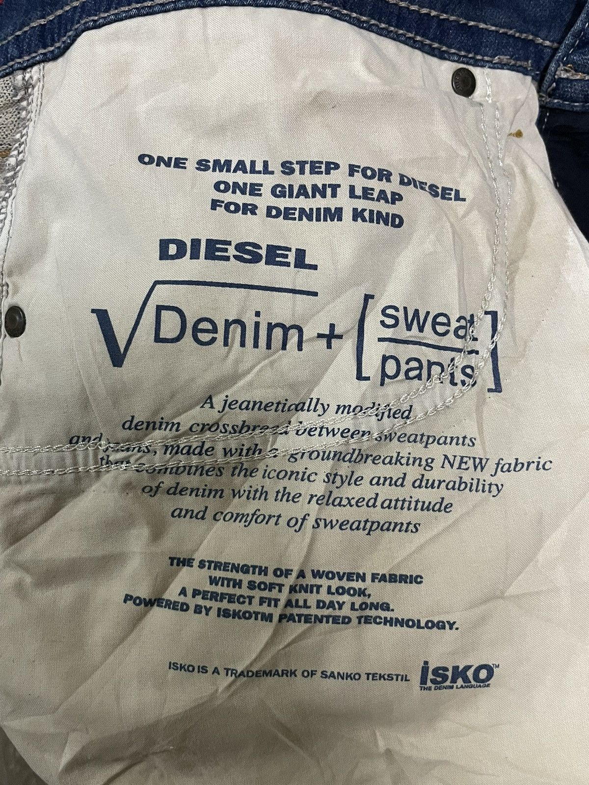 Diesel Vintage Diesel Denim + Sweatpants Slim Fit Distressed Pants Size US 33 - 16 Thumbnail