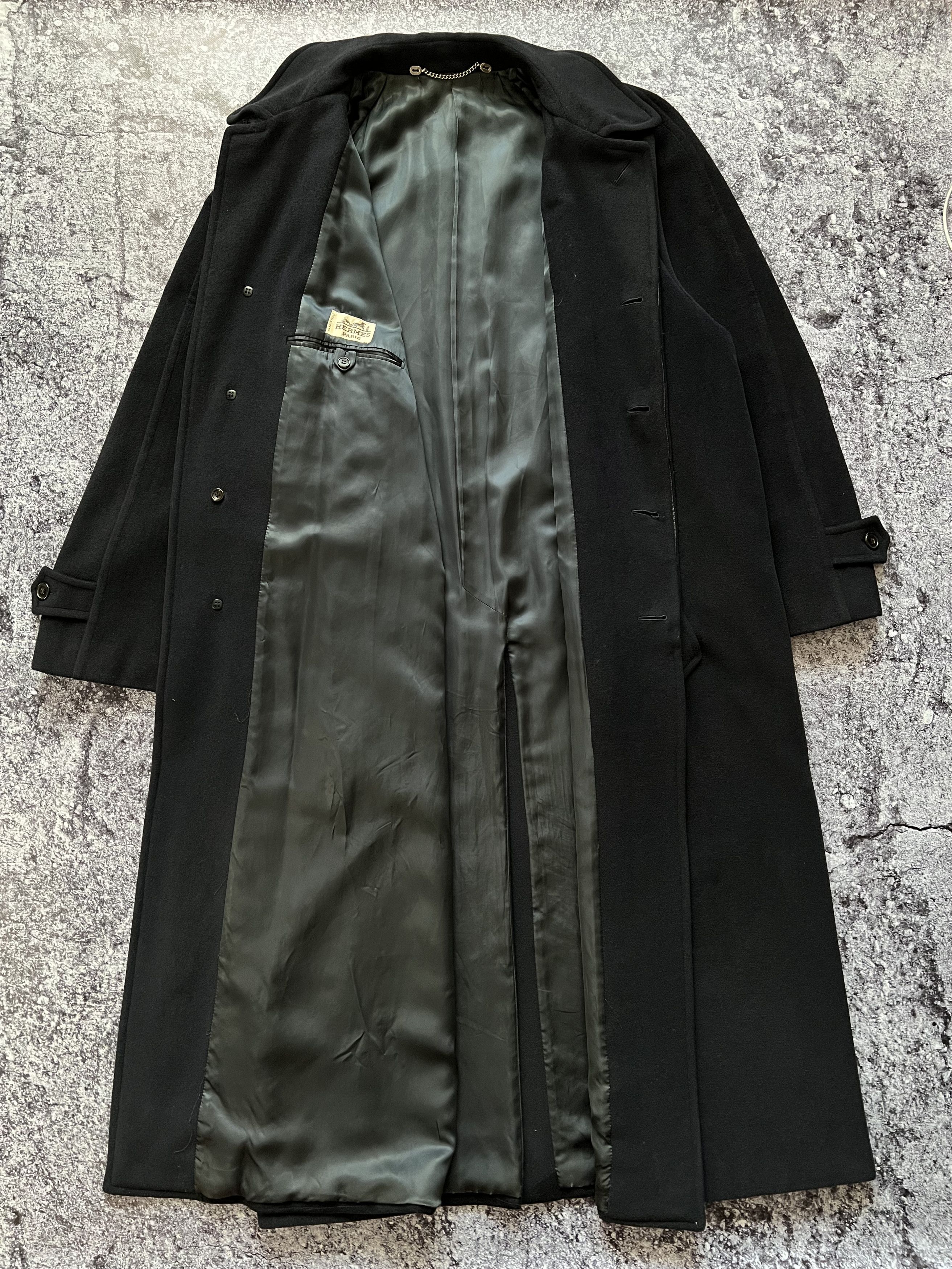 image of Vintage Hermes Coat Long Jacket Made In Italy Size 52 in Dark Blue, Men's