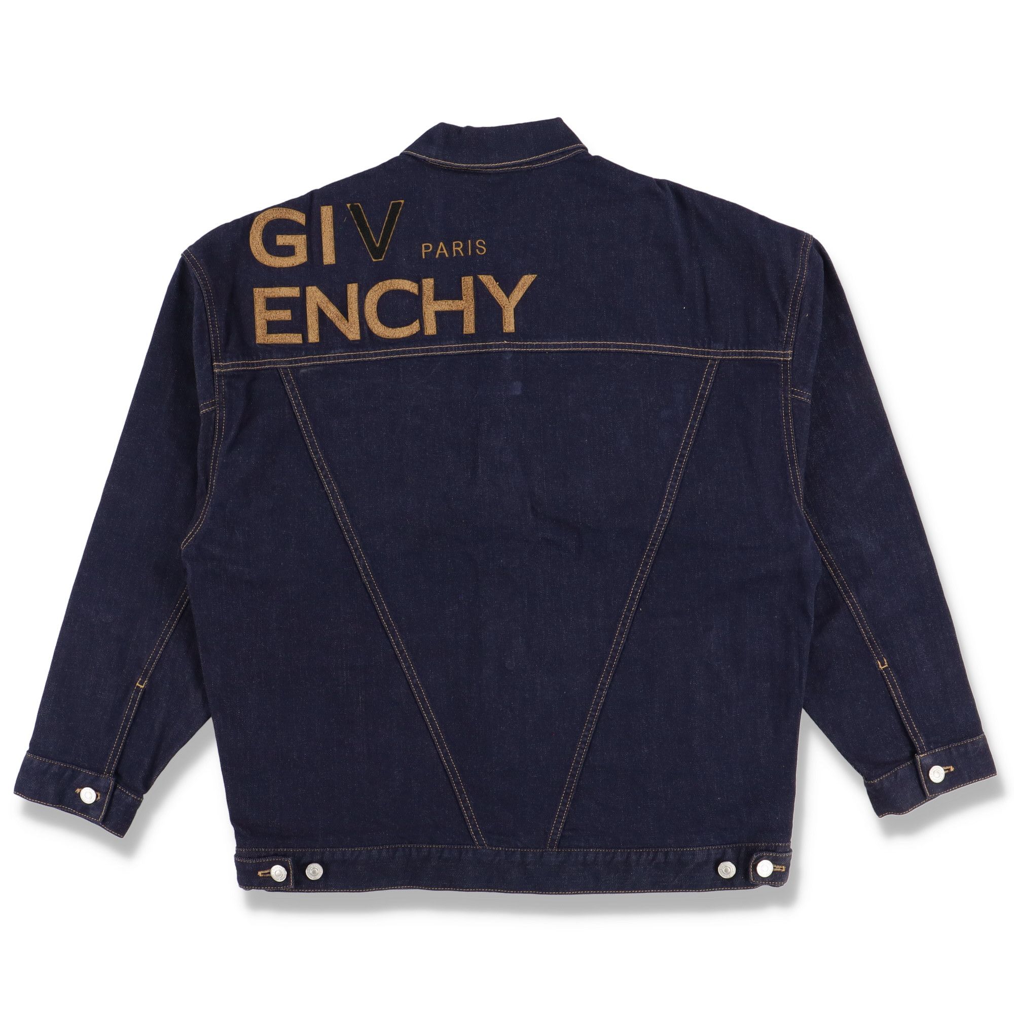image of Givenchy Indigo Blue Oversized Logo Denim Jacket, Men's (Size Medium)