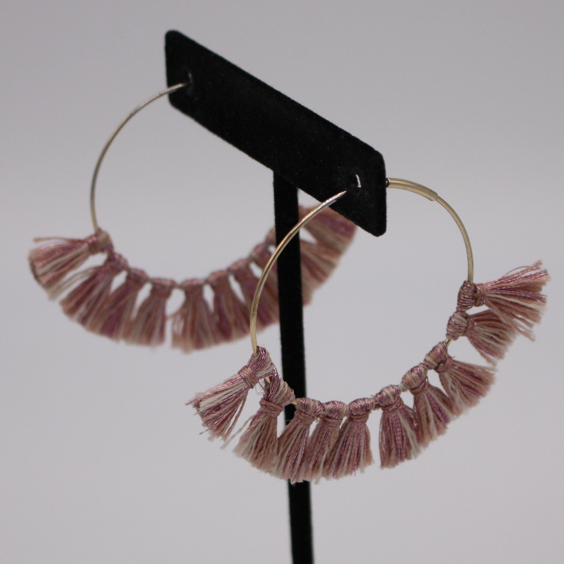 Tan Ravenna Tassel Hoop Earrings main image 1