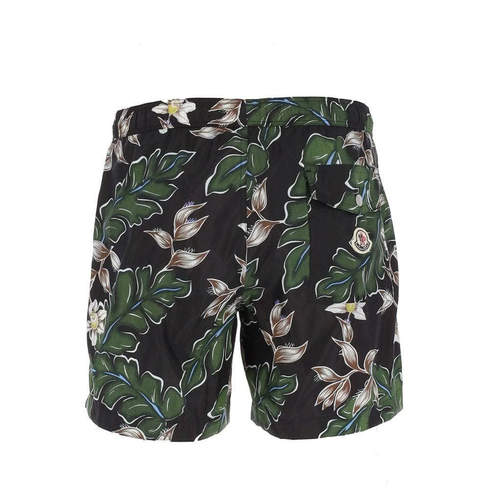 image of Moncler Leaf Print Swim Trunks in Green, Men's (Size 36)