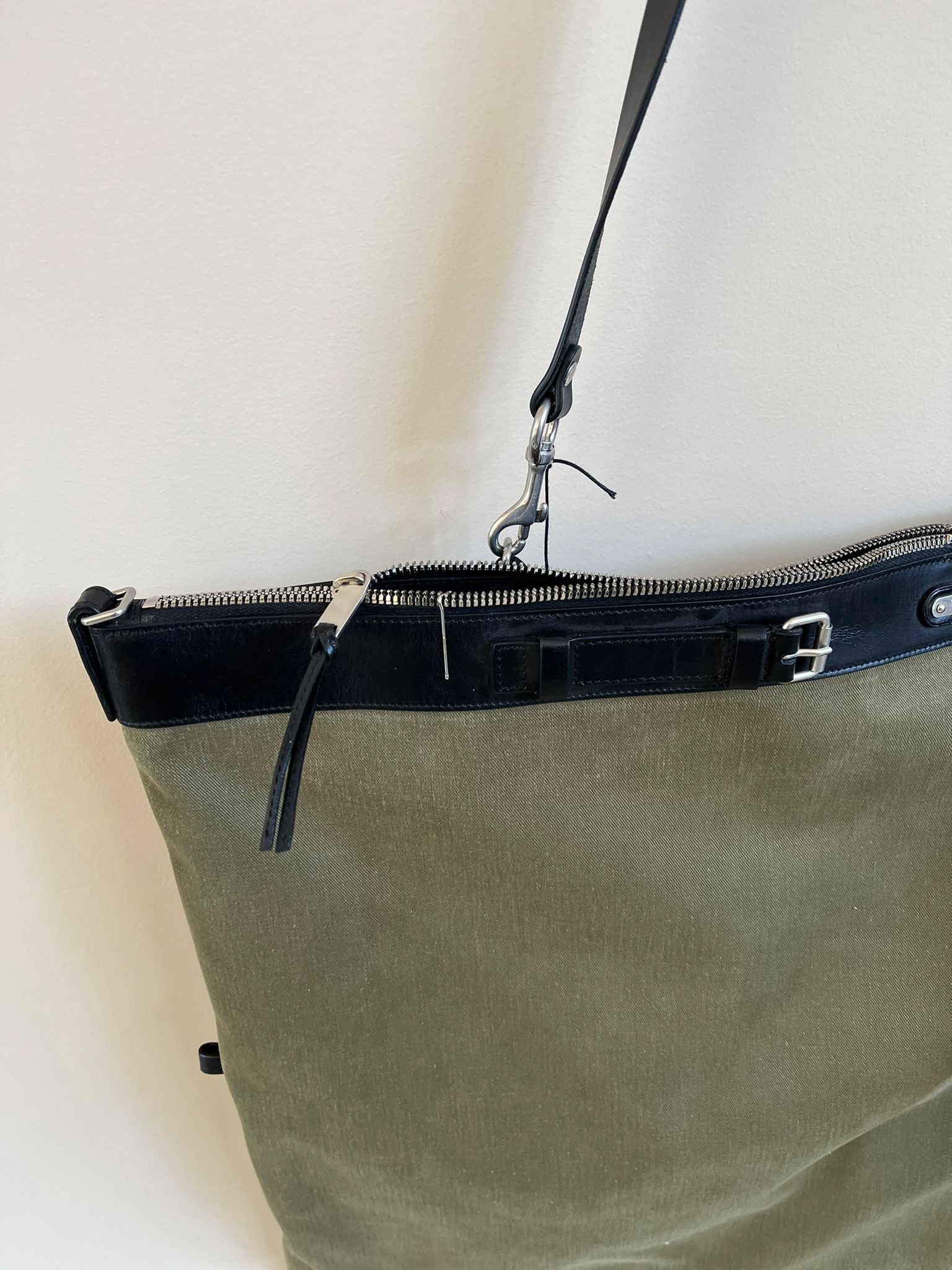 Saint Laurent Paris ID L Convert Gabardine Bag in Military Green Color Size ONE SIZE - 7 Thumbnail