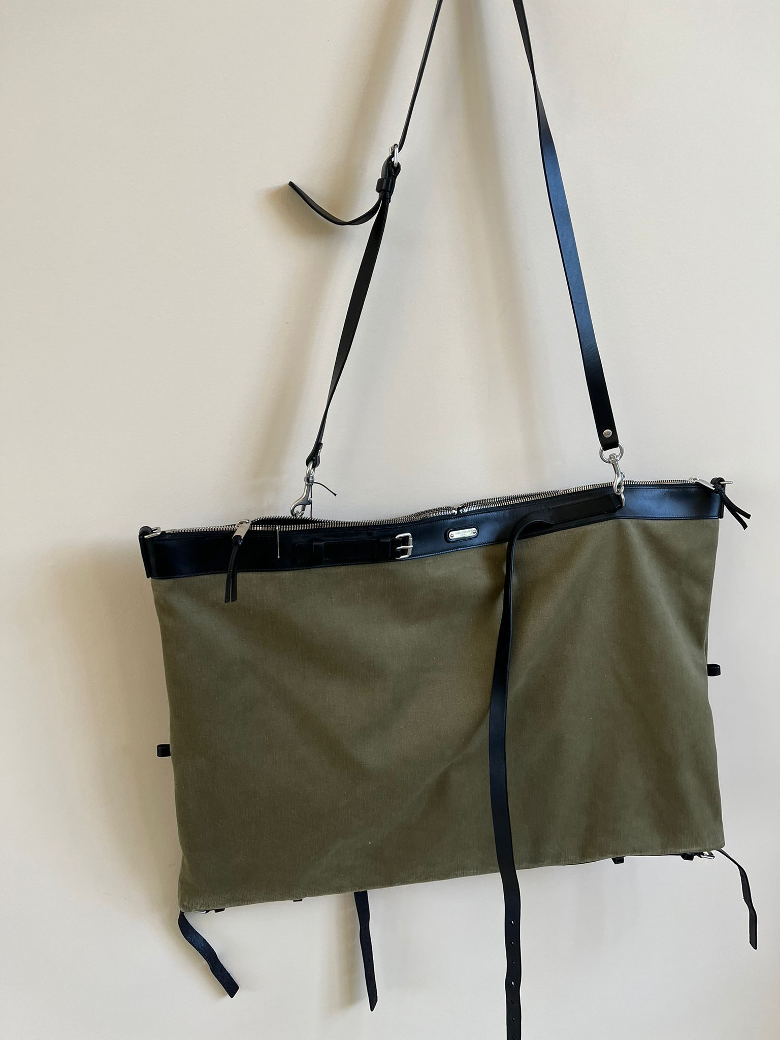 Saint Laurent Paris ID L Convert Gabardine Bag in Military Green Color Size ONE SIZE - 10 Thumbnail