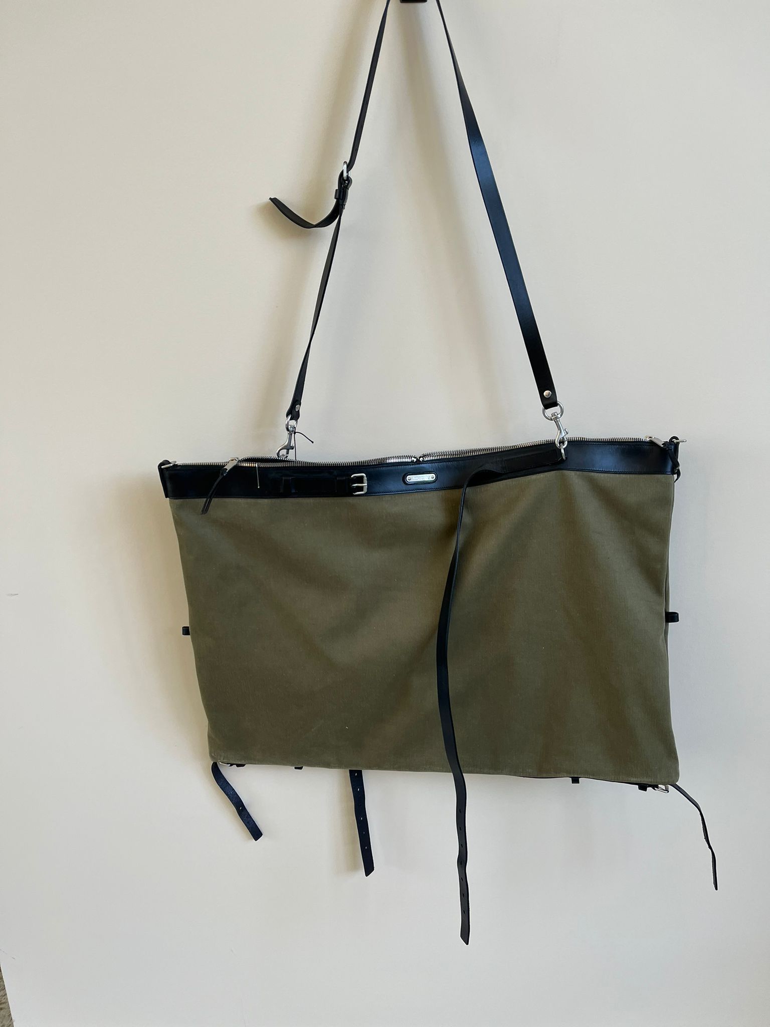 Saint Laurent Paris ID L Convert Gabardine Bag in Military Green Color Size ONE SIZE - 3 Thumbnail