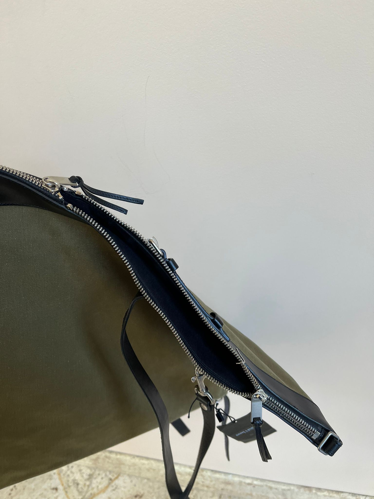 Saint Laurent Paris ID L Convert Gabardine Bag in Military Green Color Size ONE SIZE - 15 Thumbnail