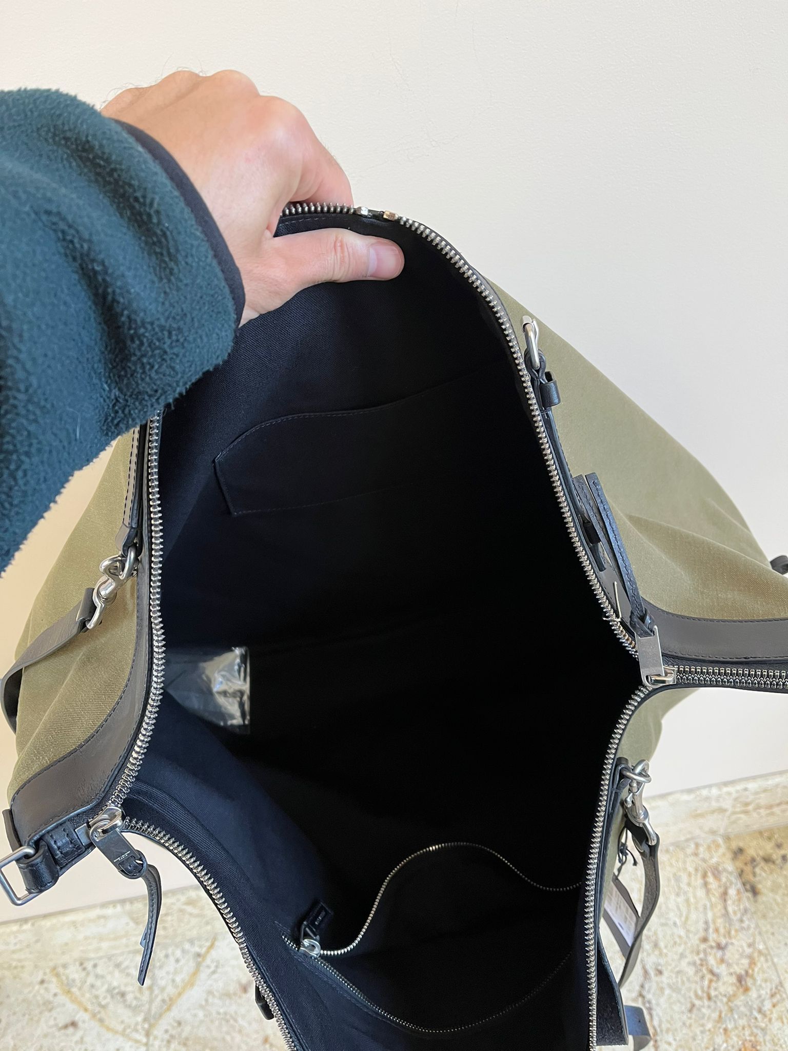 Saint Laurent Paris ID L Convert Gabardine Bag in Military Green Color Size ONE SIZE - 12 Thumbnail