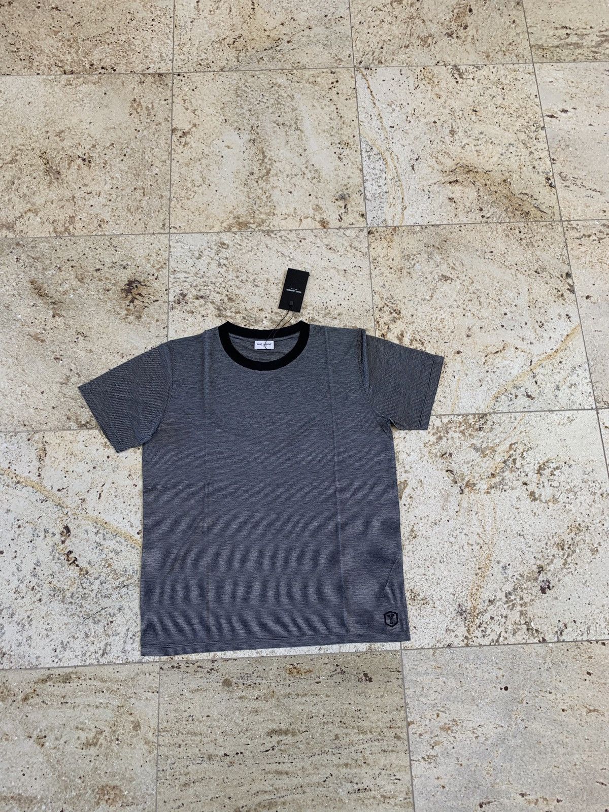 Saint Laurent Paris Thin Stripe University Patch Tee Size US M / EU 48-50 / 2 - 1 Thumbnail