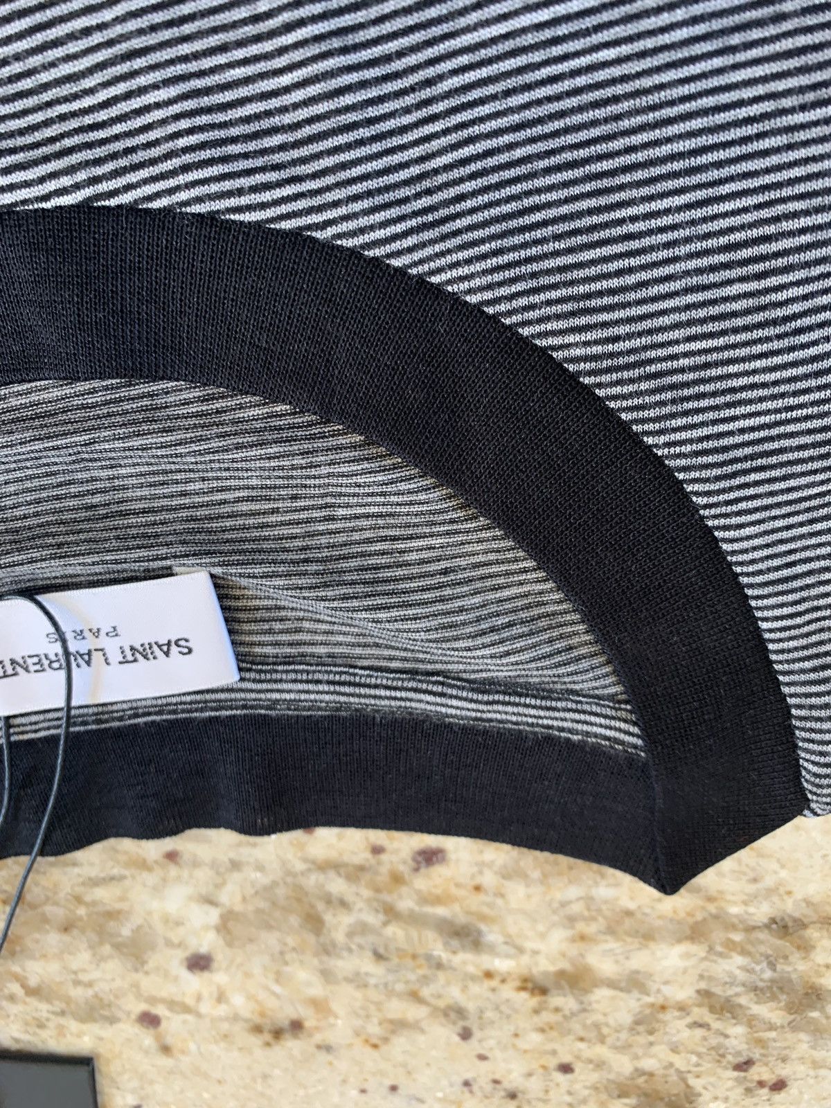 Saint Laurent Paris Thin Stripe University Patch Tee Size US M / EU 48-50 / 2 - 9 Thumbnail