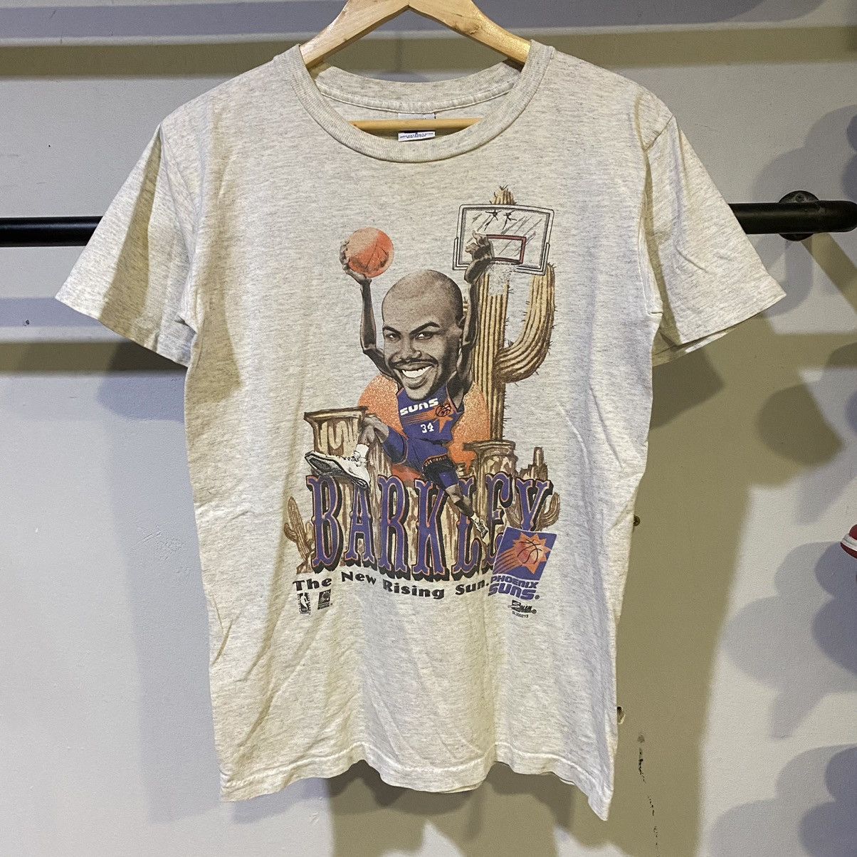 image of Vintage 90’Scharles Barkley Phoenix Sun Nba Tee in Grey, Men's (Size Small)