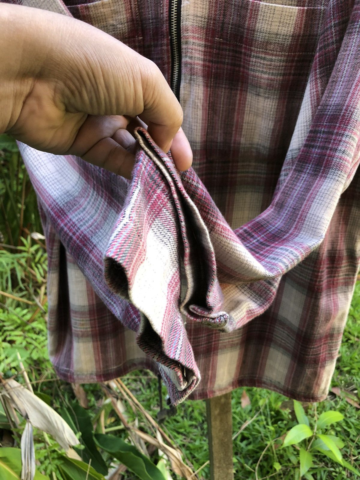 Japanese Brand Vintage Shadow Plaid Quarted Zipper Pullover Shirts Hoodie Size US XXL / EU 58 / 5 - 9 Thumbnail