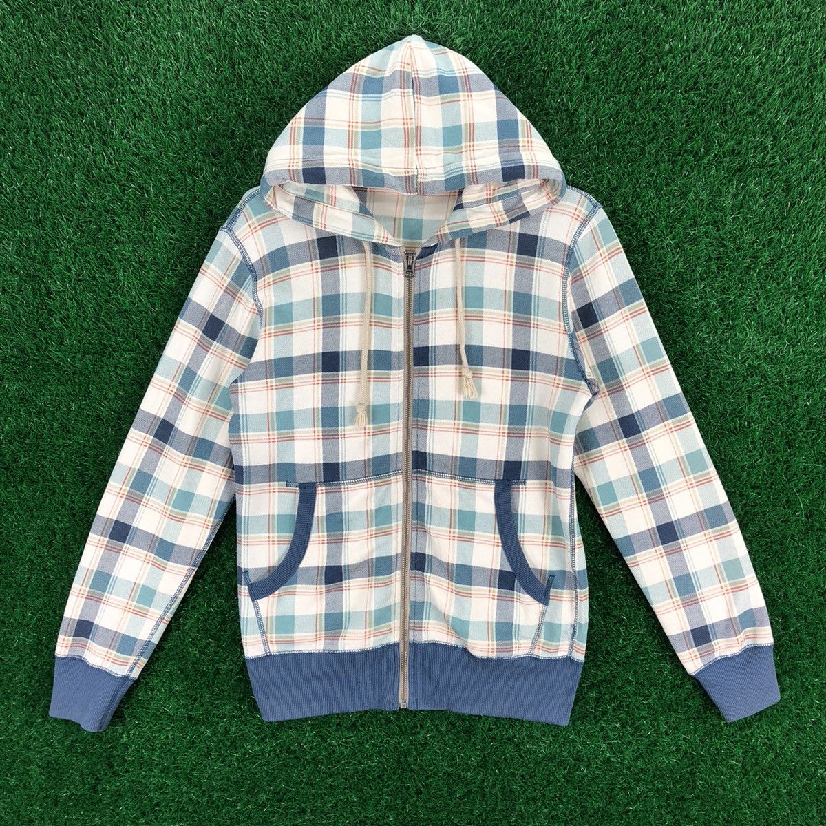 Image of Uniqlo Zipper Sweater Hoodie Checkered, Men's (Size XS)