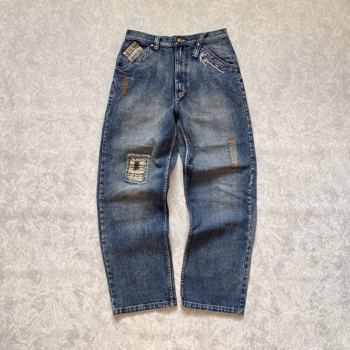Karl Kani Vintage 90s Karl Kani Patchwork Denim Baggy Jeans Size US 30 / EU 46 - 5 Thumbnail