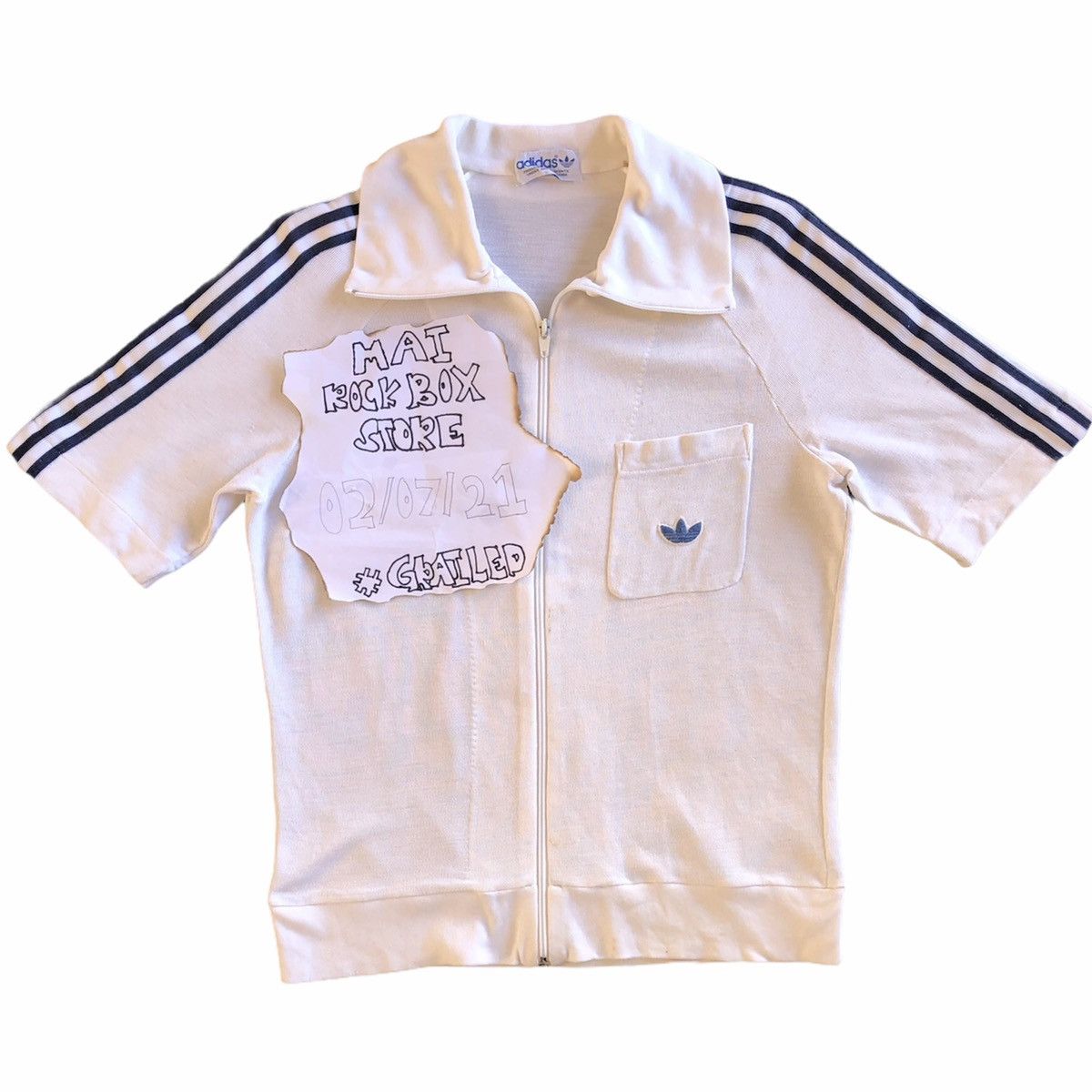 Adidas Vintage 90's Adidas Trefoil Single Pocket Collar Shirt Zip Size US S / EU 44-46 / 1 - 1 Thumbnail