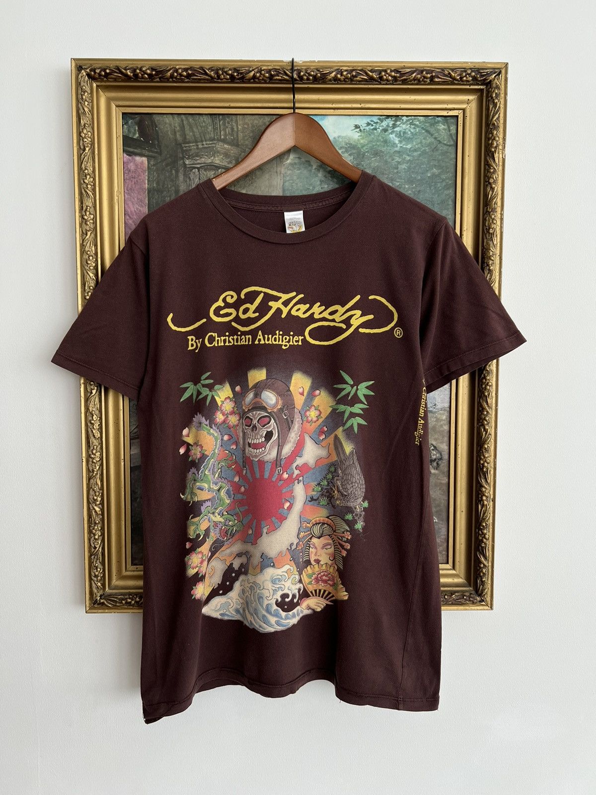 Ed Hardy Ed Hardy Christian Audigier Skull Streetwear Brown Tee Size US M / EU 48-50 / 2 - 1 Thumbnail
