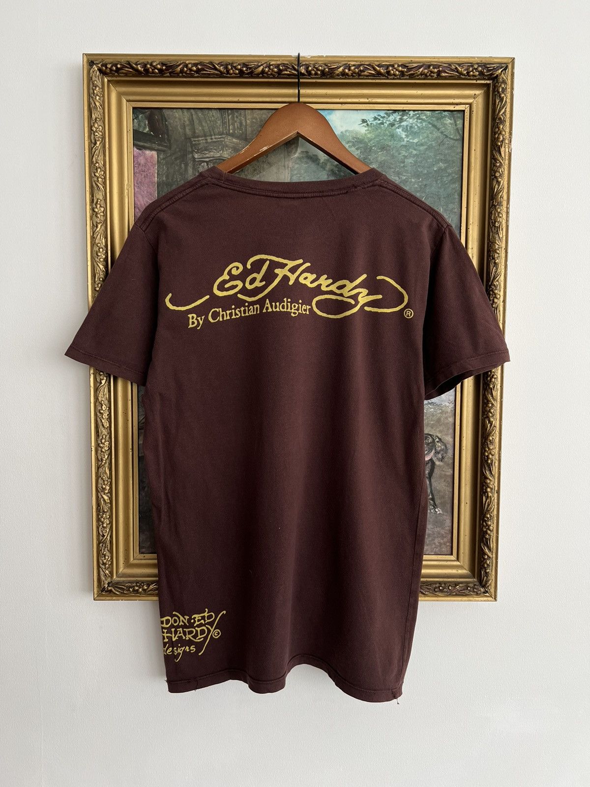 Ed Hardy Ed Hardy Christian Audigier Skull Streetwear Brown Tee Size US M / EU 48-50 / 2 - 2 Thumbnail