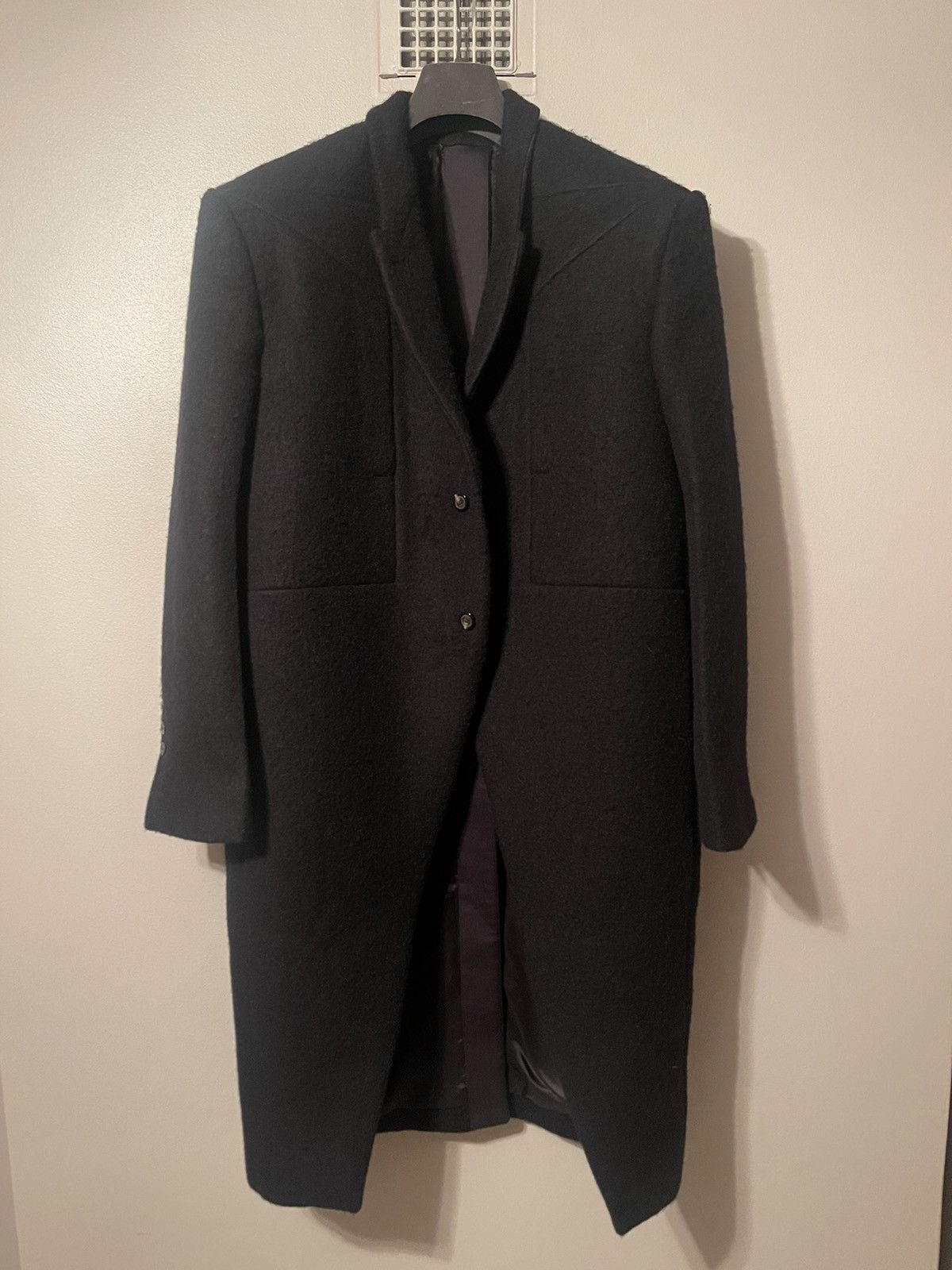 image of Rick Owens Alpaca Wool/wool Jumbo Strobe Tatlin Coat in Black, Men's (Size Medium)