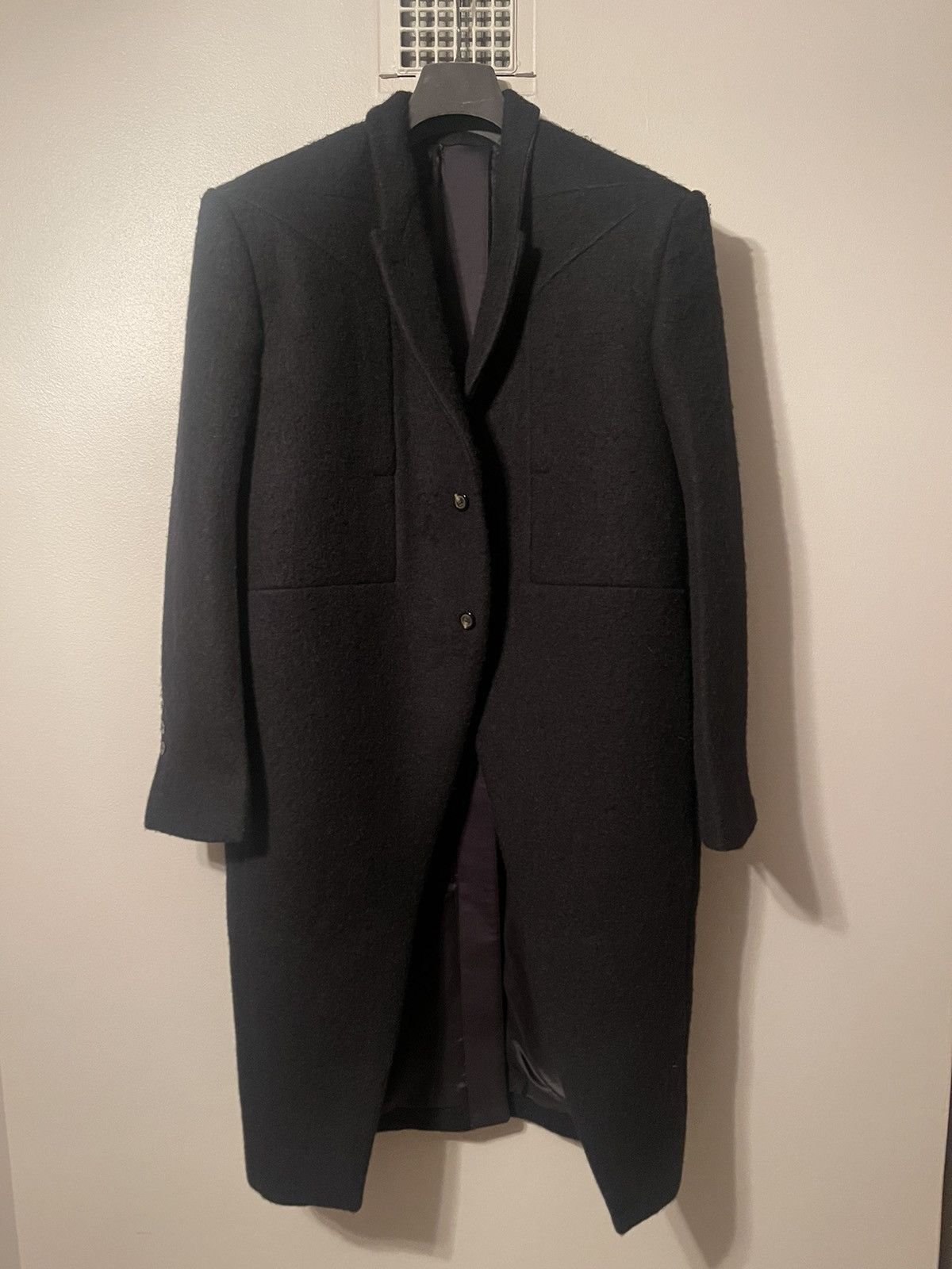 Pre-owned Rick Owens Alpaca Wool/wool Jumbo Strobe Tatlin Coat In Black