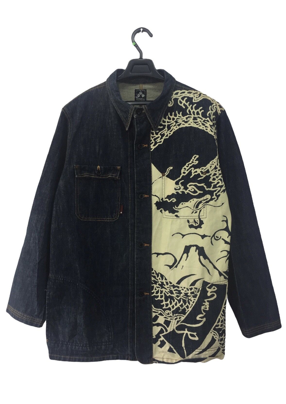 Japanese Brand CHIKIRIYA DRAGON PRINTED DENIM JACKET MADE IN JAPAN Size US L / EU 52-54 / 3 - 1 Thumbnail