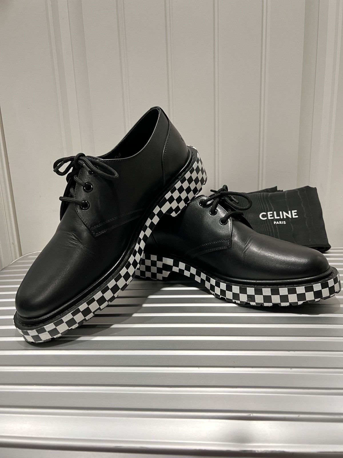 Celine × Hedi Slimane Celine Ranger Derby 42 checkered | Grailed