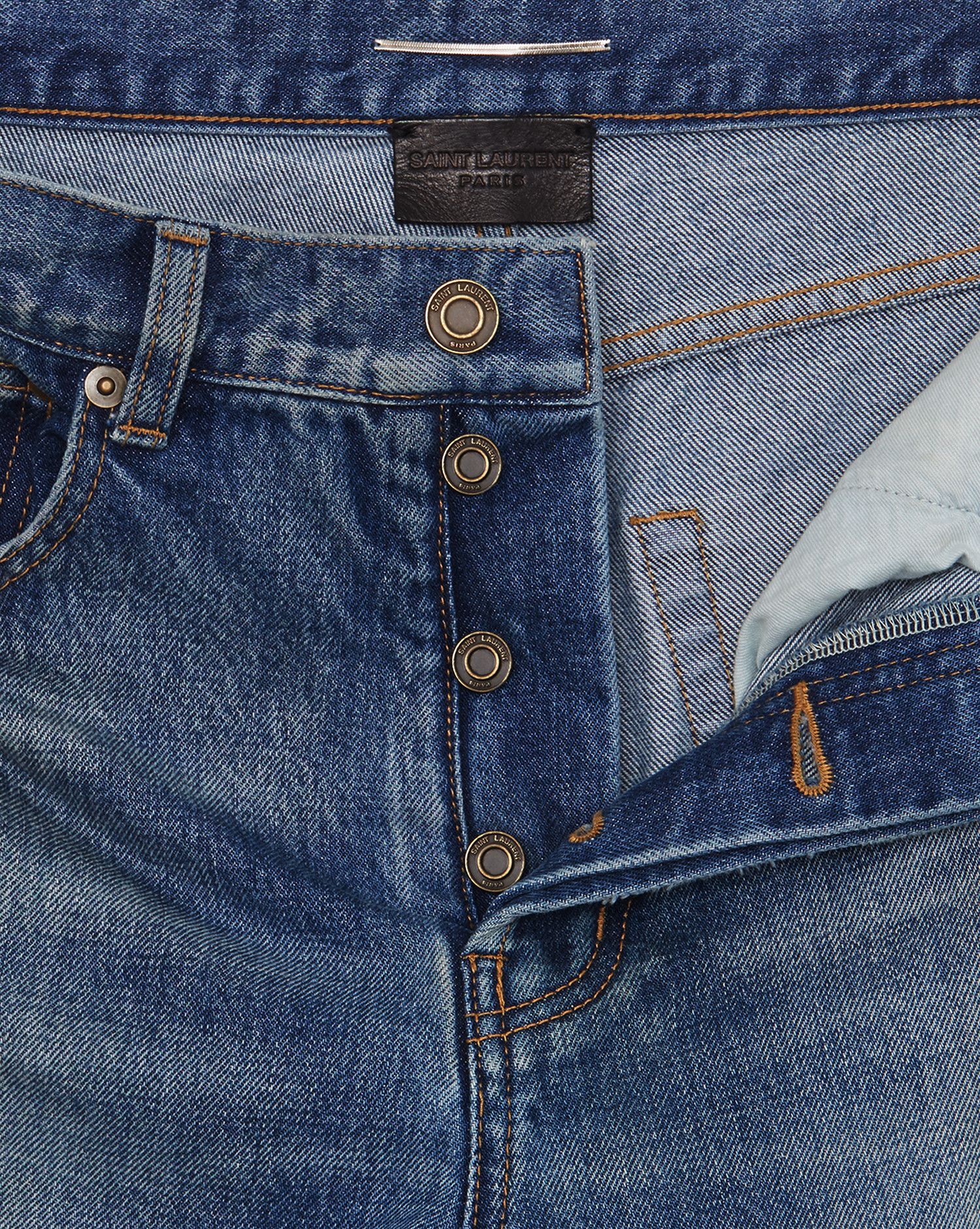 Saint Laurent Paris Saint Laurent D14 Embroidered Vintage Blue Denim Size US 31 - 3 Thumbnail