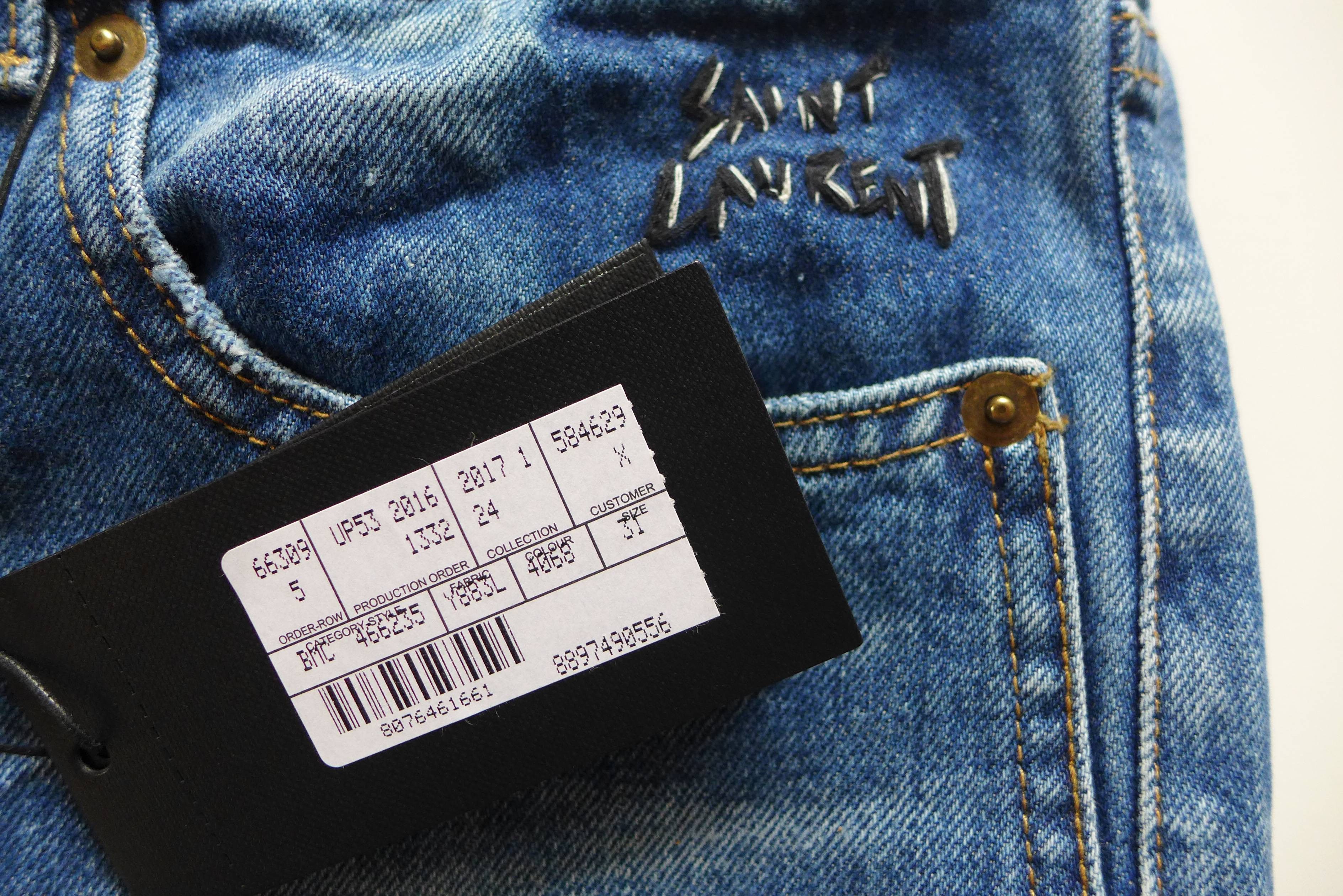 Saint Laurent Paris Saint Laurent D14 Embroidered Vintage Blue Denim Size US 31 - 12 Thumbnail